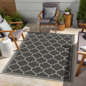Sunshine GC_HAR2005 Anthracite 7 ft. 10 in. x 10 ft. 3 in. Indoor/Outdoor Area Rug (Color: as Pic)