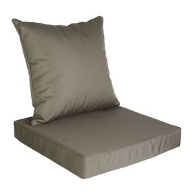 Outdoor Seat Cushion Set Waterproof Patio Furniture Cushion and Back Pillow Fade Resistant Deep Seat Set Chair Pad with Removable Cover for Chair (Color: Dark Grey)