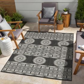 Sunshine GC_HAR2023 Anthracite 7 ft. 10 in. x 10 ft. 3 in. Indoor/Outdoor Area Rug (Color: as Pic)